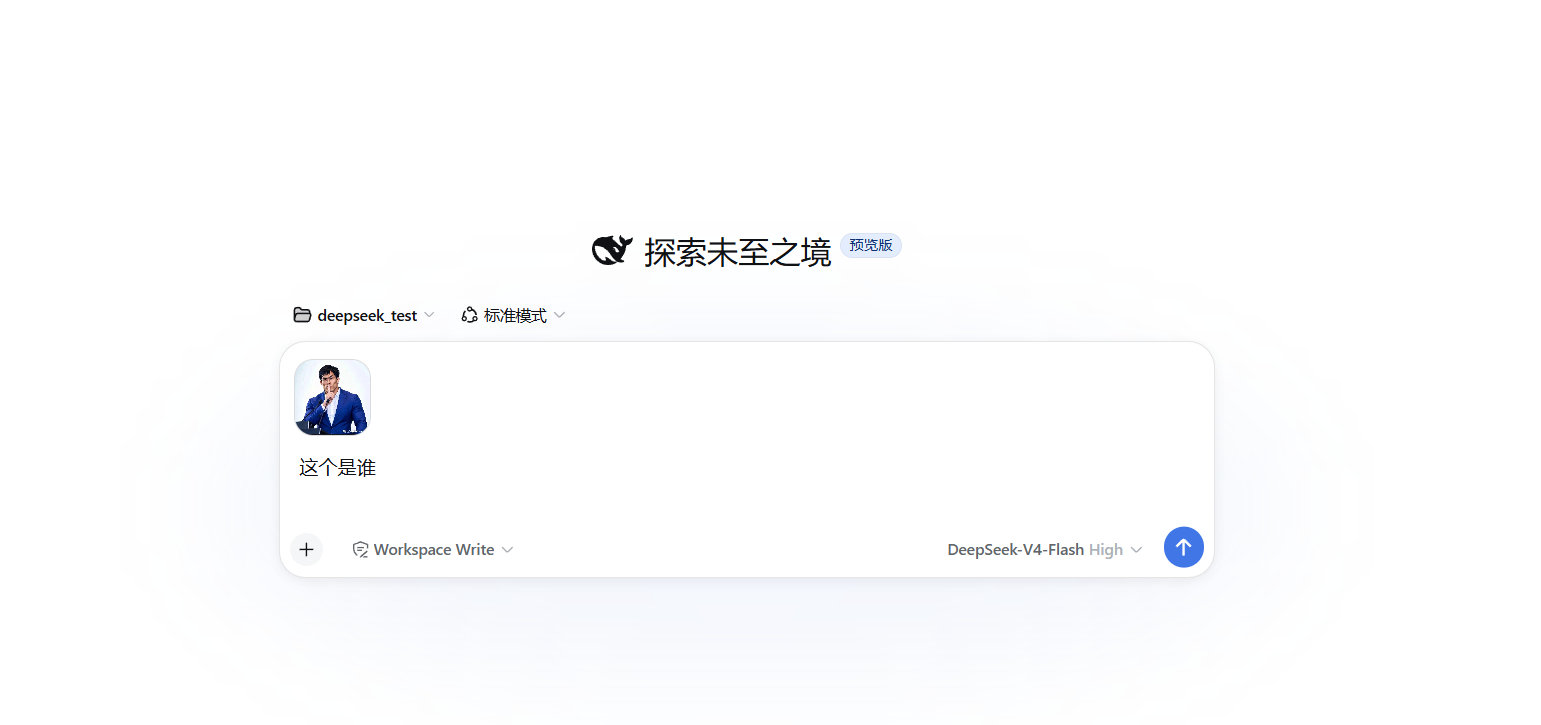 上传人物图片并向 DeepSeek 提问
